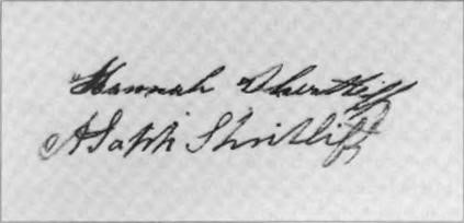 Asaph and Hannah Shurtleff Signature