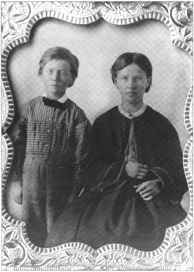 Charlotte "Lottie" Aseneth Avery (later to be Roy Shurtleff's mother) and her beloved half brother Frank Reanier, in 1862, just before or after their adventurous trip by sail and side-wheeler to California.