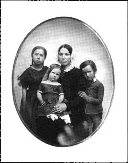 Maria Louisa with her three Avery children: Elizabeth, Charlotte, and William in Brecksville, Ohio, about 1852. Charlotte, born 13 December 1849 in Ohio, was to become Roy Shurtleff's mother.