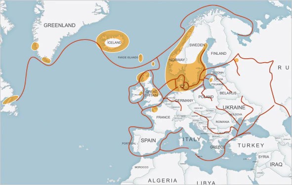 Territories and voyages of the Vikings, 793 A.D.–1066 A.D.