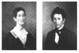 Two large and elegant oil paintings initially believed by Richard Rohr to be of his great-grandpar¬ents, Varilla Marston and Samuel Shurtleff. However, after much reevaluation, he believed them to be his grandparents, Varilla's daughter, Alice Maud, and her husband Mads Rohr. Original paintings in the possession of Richard's widow, Gwen Britton Rohr. Circa 1900.