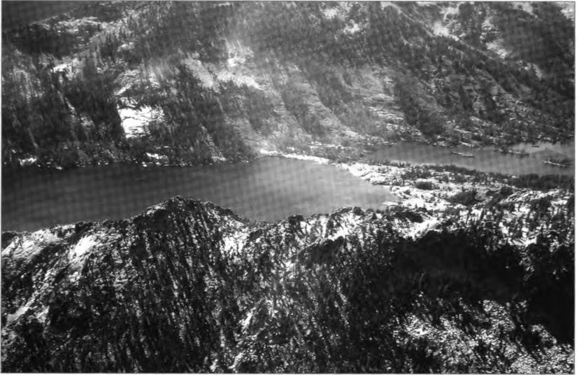 How Hazle would have loved to know the joy her legacy had brought to her children—even to her grand and great grandchildren. A bird's eye view of the lower and upper Echo lakes amid the 8000 ft. snow dusted peaks of the high Sierras.