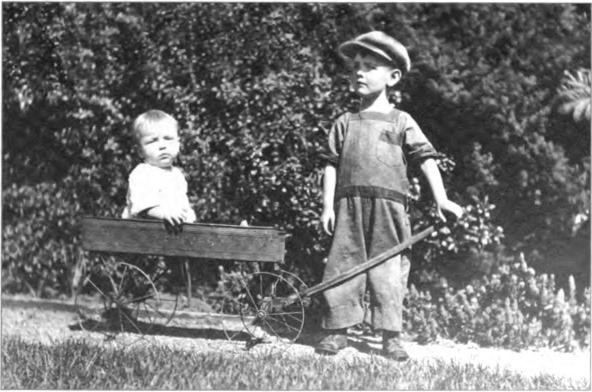 Baby brother, Gene, and "boss" Lawton, circa 1918