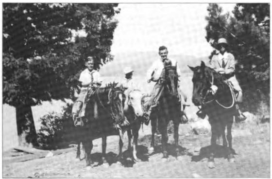 The family's introduction to rental horses and trail riding in the mountains at Brockway, 1926
