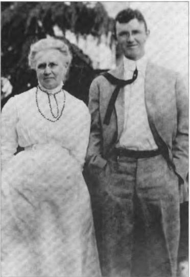 Grandmother Shurtleff (Charlotte Avery, "Daddy's Namu") was a welcome guest at Burlingame, where everyone hiked, picked fruits and berries. She canned quince with her son, Roy. Circa 1914.