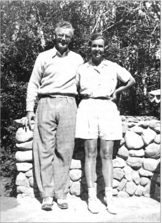 Roy and Hazle at their new house in happy times at Homewood. Behinded them is the horseshoe pit where family and friends spent many happy hours trying to throw "ringers.' Circa 1930,