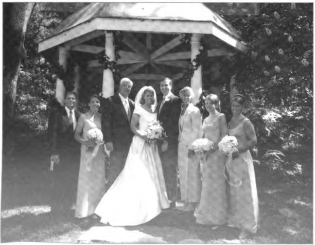 Courtney Rowe's marriage to Steve Dettlinger in Nancy's garden under her temple-like pagoda, Orinda 13 June 1998.