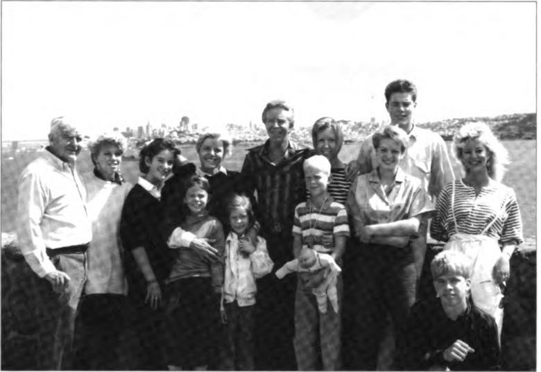 The Gene. and Rose Shurtleff's Family 
(Top) Gene, Arlene, Cara, Kathie, Bob, Elenor, Ken and Sue. 
(Bottom) Ashleigh, Kirna, Bobby, Cyndi, Curtis. 
Vista Point, Marin County, California, September 1986
