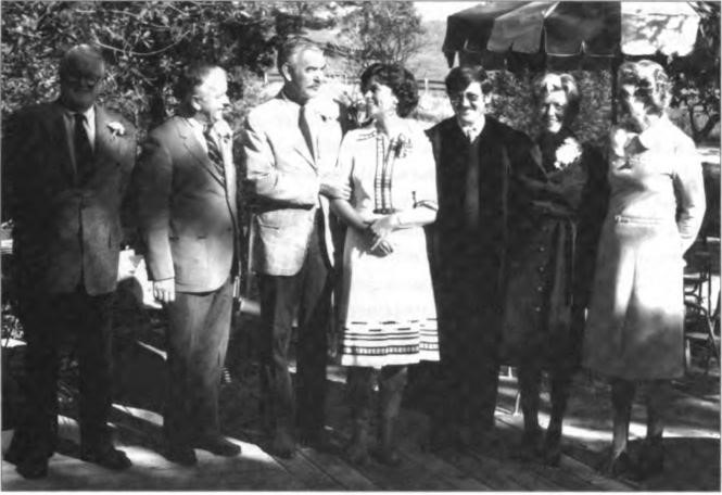 Lawton and Anneke's mar¬riage at Chalk Hill Ranch, 22 October 1977. Left to right: Willard Miller, Gene Shurtleff, Lawton, Anneke, the minister Bill Yeomanns, Nancy Miller, and Betty Shurtleff.