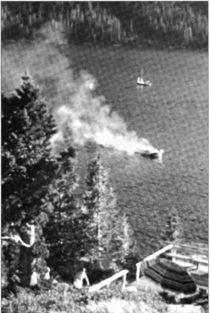 For whatever reason the POQ finally gave out. Its last effort was towing Steve again, when it exploded, burned and sank, PDQ (Pretty Damn Quick) in Mermaid Cove. A terrifying experience but fortunately no one was seriously hurt, circa 1969.
