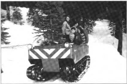 The tractor-like amphibious Weasel was for years Willard's toy. It was jointly owned by Willard and Lawton but "caged" in the Millers' garage, Tahoe circa 1980s.