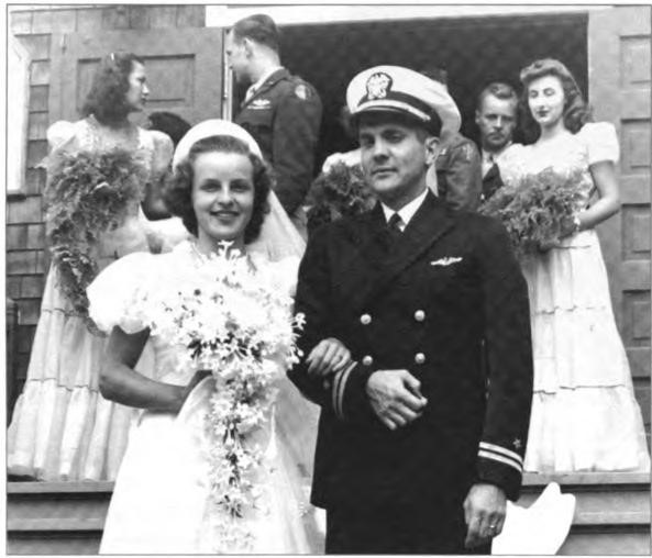 Marilyn Martin married Navy Lieutenant Clarence James Zurcher, 28 July 1945 in Berkeley, California.